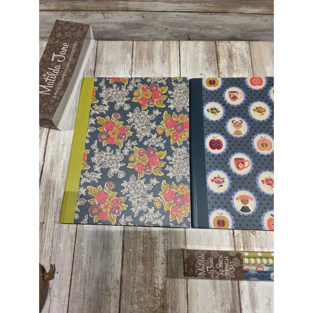 Matilda Jane‎ 3-Pack Composition Notebooks and 12-Pack Pencil Set Floral Fruit